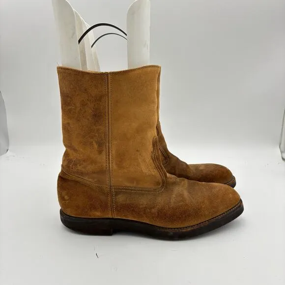 Vintage Herman Shoe Boots Leather Shearling Lined Work Boots Men's 10