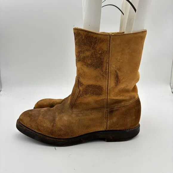 Vintage Herman Shoe Boots Leather Shearling Lined Work Boots Men's 10