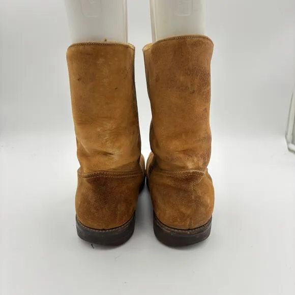 Vintage Herman Shoe Boots Leather Shearling Lined Work Boots Men's 10