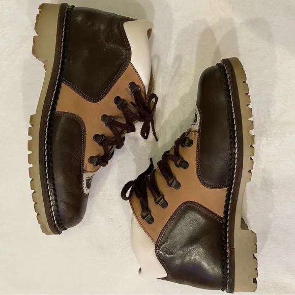 Vintage Kandahar Hiking Boots Women’s 8.5 snow lace up flower embroidery brown