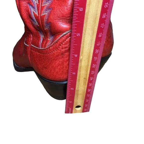 Vintage Larry Mahan Boots Tall Red Leather Size 5.5 Cowgirl Rodeo Western