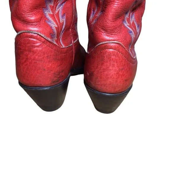 Vintage Larry Mahan Boots Tall Red Leather Size 5.5 Cowgirl Rodeo Western