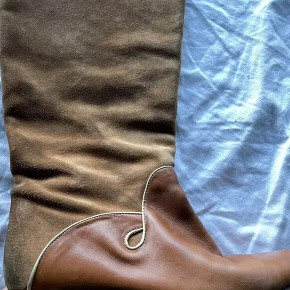Vintage M Giovanni Z Women’s Leather Long Boots Brown Heel Western Sz 7 Italy