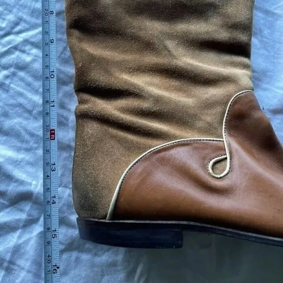 Vintage M Giovanni Z Women’s Leather Long Boots Brown Heel Western Sz 7 Italy