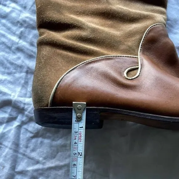 Vintage M Giovanni Z Women’s Leather Long Boots Brown Heel Western Sz 7 Italy