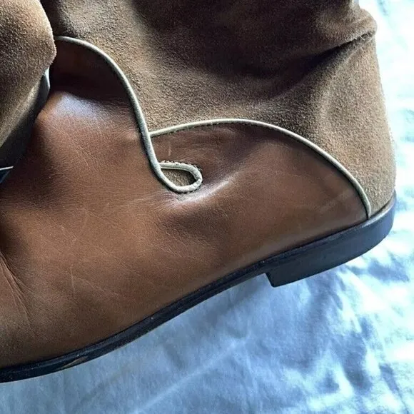 Vintage M Giovanni Z Women’s Leather Long Boots Brown Heel Western Sz 7 Italy
