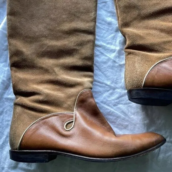 Vintage M Giovanni Z Women’s Leather Long Boots Brown Heel Western Sz 7 Italy
