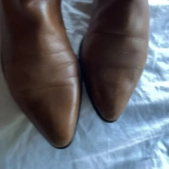 Vintage M Giovanni Z Women’s Leather Long Boots Brown Heel Western Sz 7 Italy
