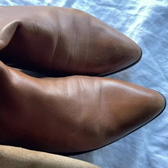 Vintage M Giovanni Z Women’s Leather Long Boots Brown Heel Western Sz 7 Italy