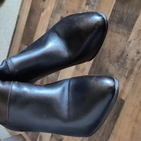 Vintage Made In Brazil Tall Black Leather Heeled Boots Sz 6 Women