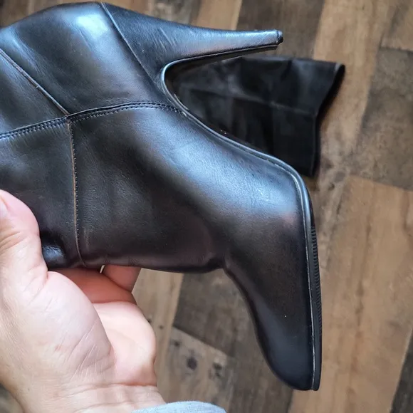 Vintage Made In Brazil Tall Black Leather Heeled Boots Sz 6 Women