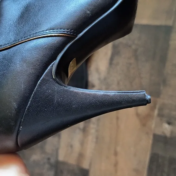 Vintage Made In Brazil Tall Black Leather Heeled Boots Sz 6 Women