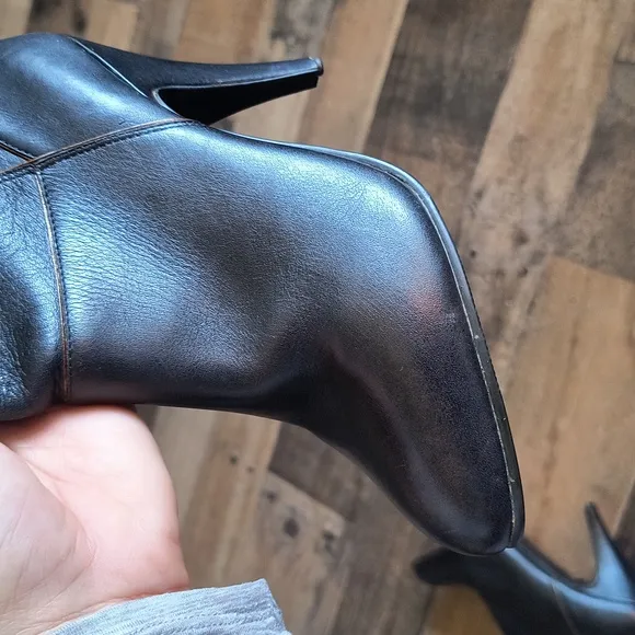 Vintage Made In Brazil Tall Black Leather Heeled Boots Sz 6 Women