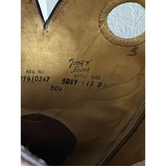 Vintage Men's TONY LAMA Tall Buckaroo Brown Cowboy Boots Size 12 d Style 5089