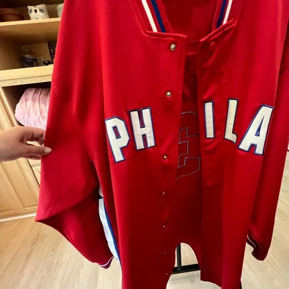 Vintage Philadelphia 76ers Iverson Snap Warm-up Shooting Jacket #3