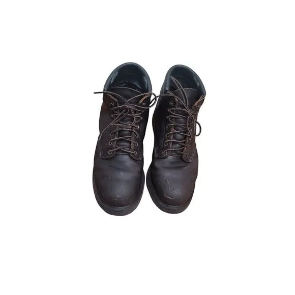 VINTAGE RED WING STEEL TOE ANKLE LEATHER WORK BROWN SLIP RESISTANT MEN'S BOOTS S