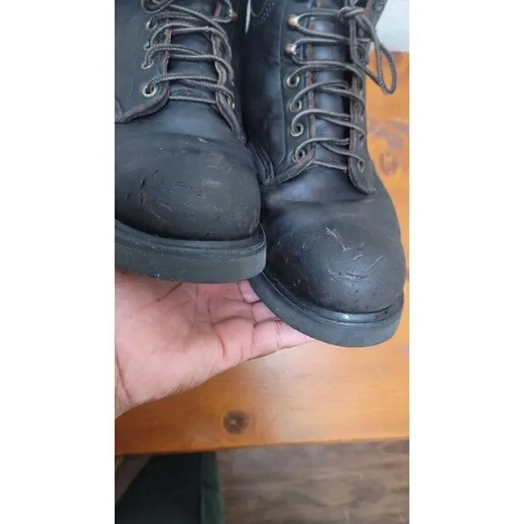 VINTAGE RED WING STEEL TOE ANKLE LEATHER WORK BROWN SLIP RESISTANT MEN'S BOOTS S