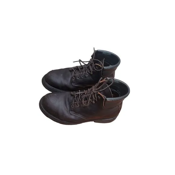 VINTAGE RED WING STEEL TOE ANKLE LEATHER WORK BROWN SLIP RESISTANT MEN'S BOOTS S