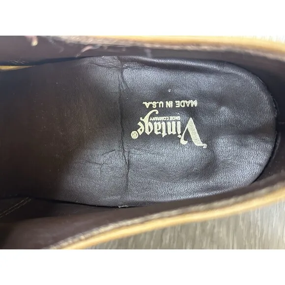 Vintage Shoe Company Mens Wingtip Suede Lace Up Casual  Oxford Brown  Sz 9