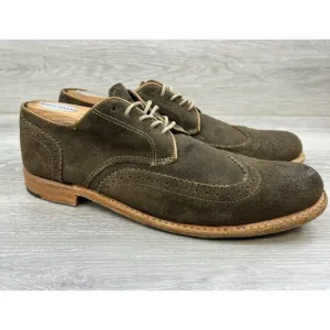 Vintage Shoe Company Mens Wingtip Suede Lace Up Casual  Oxford Brown  Sz 9