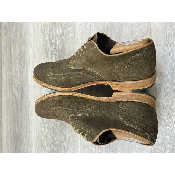 Vintage Shoe Company Mens Wingtip Suede Lace Up Casual  Oxford Brown  Sz 9
