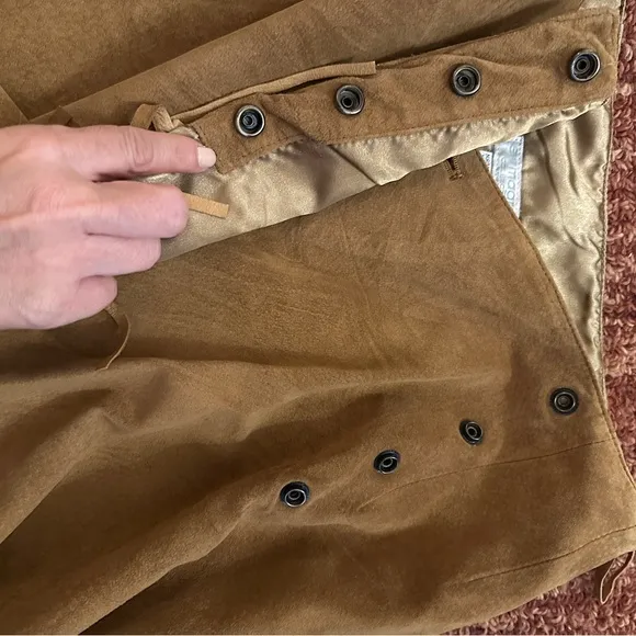 Vintage Suede Fringe Brown Skirt Size 8