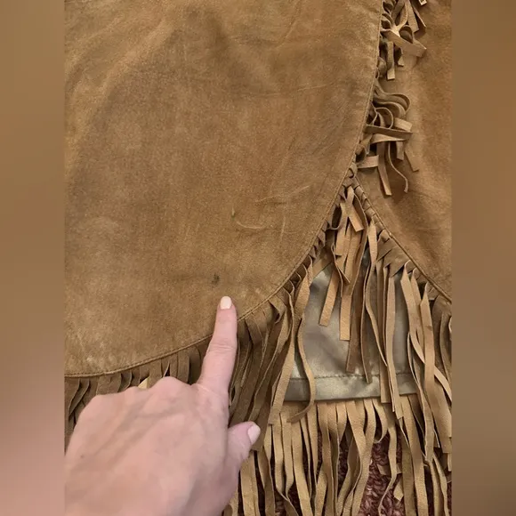 Vintage Suede Fringe Brown Skirt Size 8