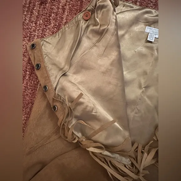 Vintage Suede Fringe Brown Skirt Size 8