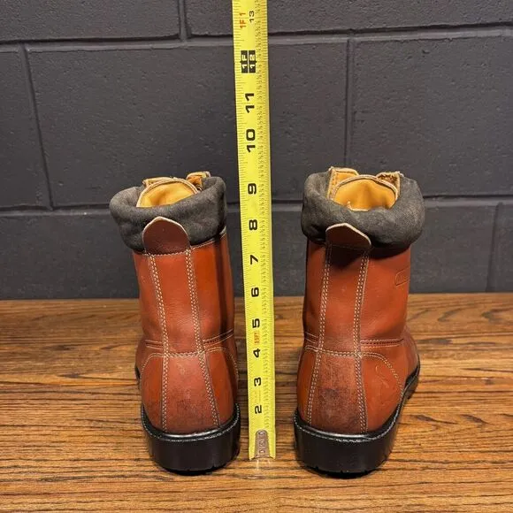 Vintage TEXAS STEER Brown Leather Moc Toe 8” Work Boots Men’s 10 USA