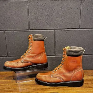Vintage TEXAS STEER Brown Leather Moc Toe 8” Work Boots Men’s 10 USA