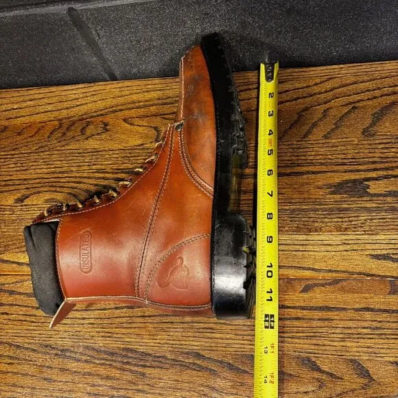 Vintage TEXAS STEER Brown Leather Moc Toe 8” Work Boots Men’s 10 USA