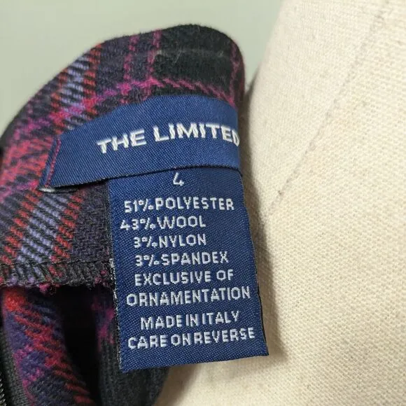 Vintage The Limited Mini Skirt Plaid 90S Academia Tartan Wool Velvet Red Black 4