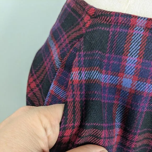 Vintage The Limited Mini Skirt Plaid 90S Academia Tartan Wool Velvet Red Black 4
