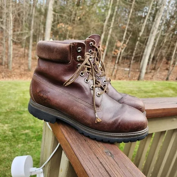 Vintage Timberland Boots Mens 8 W 10003 6211 Brown Leather Czech Republic Wide