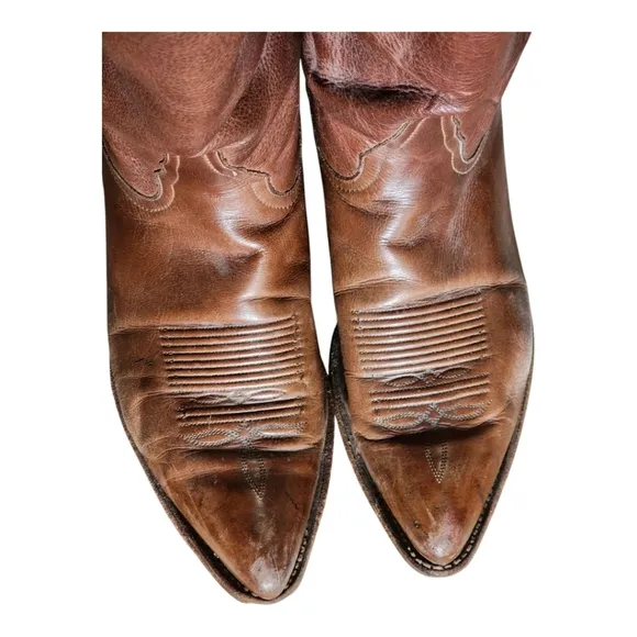 Vintage Tony Lama 6155 Cowboy Boots 10D Brown Leather Western Rodeo USA Made