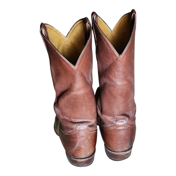 Vintage Tony Lama 6155 Cowboy Boots 10D Brown Leather Western Rodeo USA Made