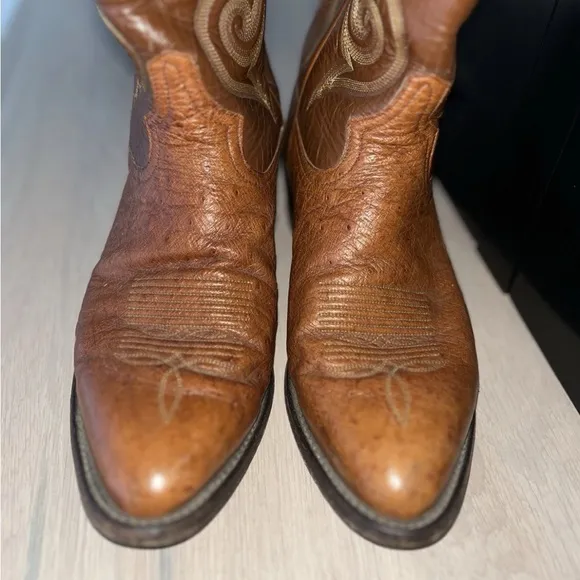 VINTAGE TONY LAMA MENS COWBOY WESTERN BOOTS STYLE 8417 Size 8D SMOOTH OSTRICH