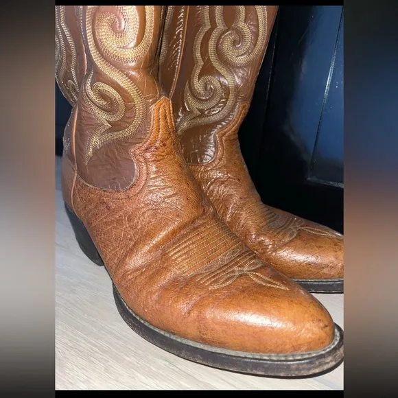 VINTAGE TONY LAMA MENS COWBOY WESTERN BOOTS STYLE 8417 Size 8D SMOOTH OSTRICH
