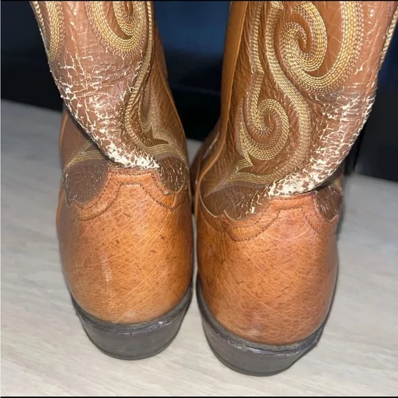 VINTAGE TONY LAMA MENS COWBOY WESTERN BOOTS STYLE 8417 Size 8D SMOOTH OSTRICH