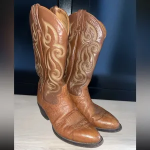 VINTAGE TONY LAMA MENS COWBOY WESTERN BOOTS STYLE 8417 Size 8D SMOOTH OSTRICH