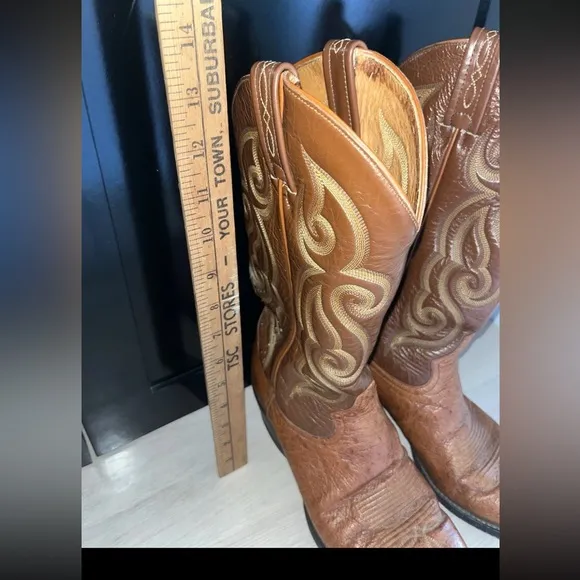 VINTAGE TONY LAMA MENS COWBOY WESTERN BOOTS STYLE 8417 Size 8D SMOOTH OSTRICH