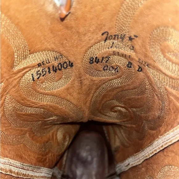 VINTAGE TONY LAMA MENS COWBOY WESTERN BOOTS STYLE 8417 Size 8D SMOOTH OSTRICH