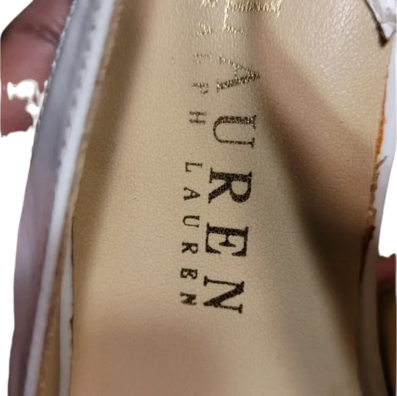 Vintage Women Leather White Slingback Sandals By Ralph Lauren Size 6B/Women Desi