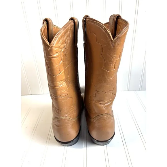 vintage womens tan Tony Lama lizard tip black label cowboy western boots 6 B