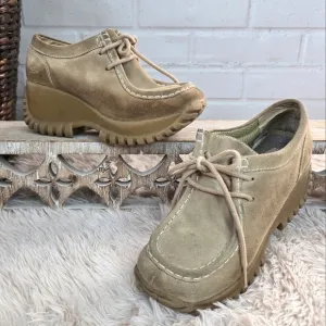Vintage Y2K Sketchers Wheat Slip On Lace Up Chunky Platform Shoes size 7