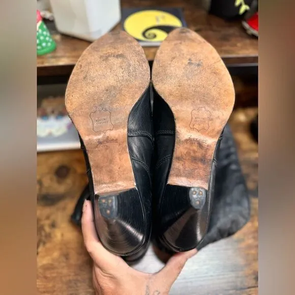 Vintage Zodiac Black Leather Heeled Boots size 10