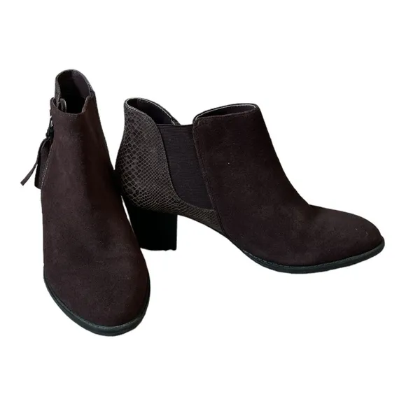 Vionic Anne Snakeskin Ankle Boots Brown Size 8.5