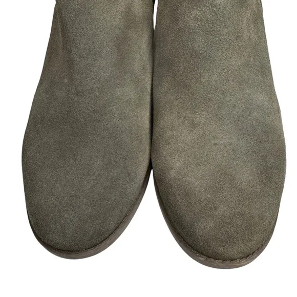 Vionic Farrah water repellent suede leather dark khaki green ankle boots 7.5