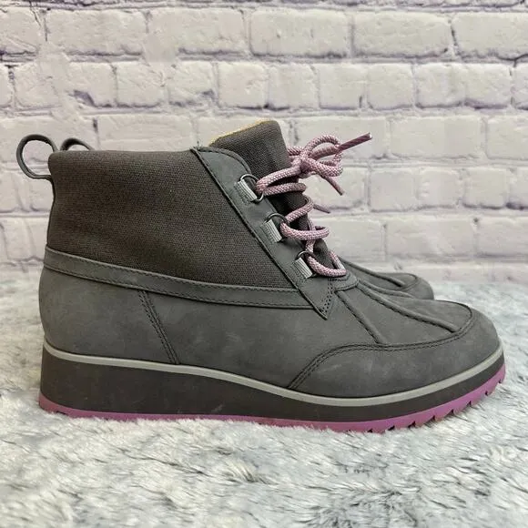 Vionic Gray Purple Acadia Nolan Waterproof Hiker Boots Outdoor Ankle 9 Lace Up