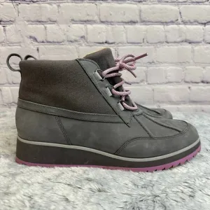 Vionic Gray Purple Acadia Nolan Waterproof Hiker Boots Outdoor Ankle 9 Lace Up